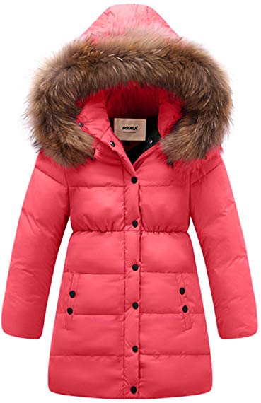 ZOEREA Big Girls' Winter Parka Coat Puffer Jacket Padded Overcoat with Fur Hood