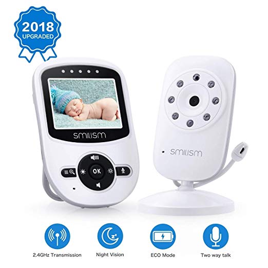 Video Baby Monitor With Camera [2018 Upgraded] Night Vision, Two-way Talk Audio, Temperature Sensor, ECO Mode, 2.4