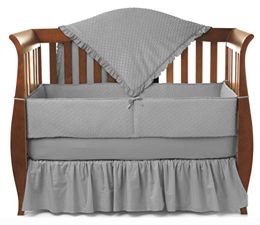 American Baby Company Heavenly Soft Minky Dot 4-Piece Crib Bedding Set, Gray