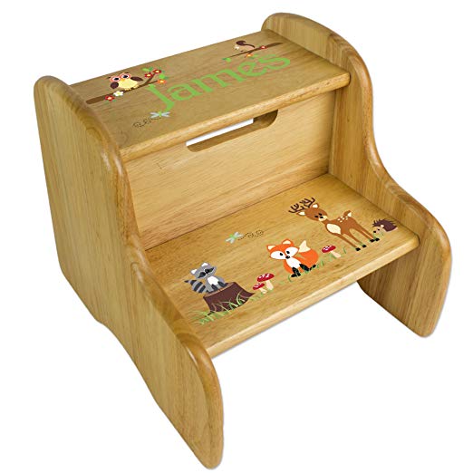 Personalized Wooden Woodland Animals Step Stool