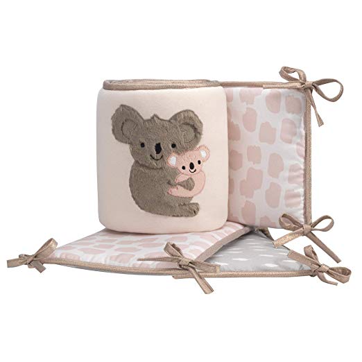 Lambs & Ivy Calypso 4-Piece Crib Bumper - Pink, Gray, Gold, Animals, Jungle
