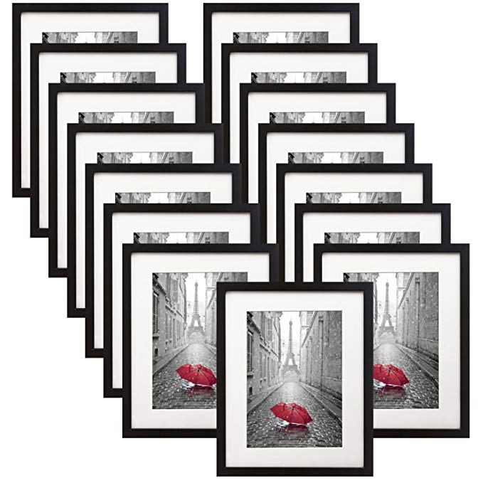 Americanflat 15 Pack - 11x13 Black Picture Frames - Display Pictures 8x10 Inches with Mats or 11x13 Inches Without Mats