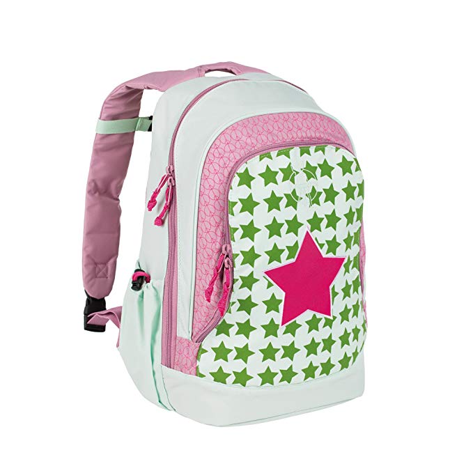 Lassig Kids Cute Backpack Big Pre-School Kindergarten Bag with chest strap, name badge and drink Bottle Holder, Starlight magenta