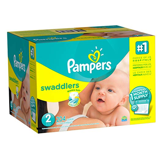 Pampers Swaddlers Disposable Diapers Size 2, 204 Count (Packaging May Vary)