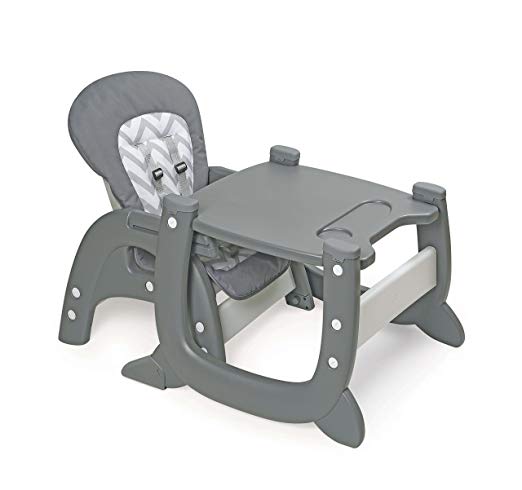 Badger Basket Envee II Baby High Chair with Playtable Conversion, Gray/White