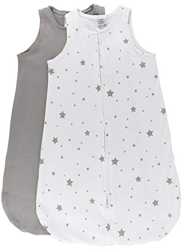 100% Cotton Wearable Blanket Baby Sleep Bag Grey Stars 2 Pack (3-6 Months)
