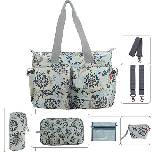 Damero Floral Designer Diaper Tote Bags (Dandelion)