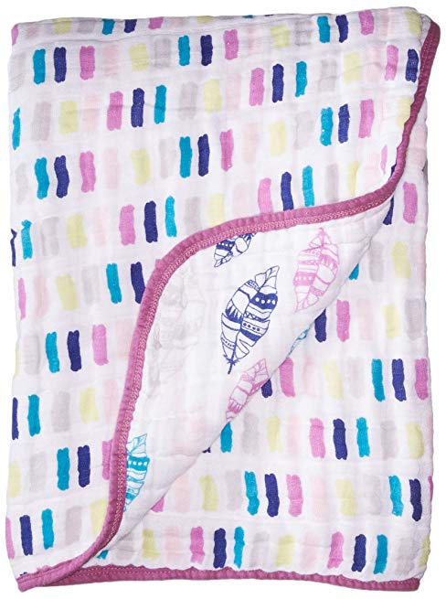 aden + anais Dream Blanket, 100% Cotton Muslin, 4 Layer lightweight and breathable, Large 47 X 47 inch, Wink