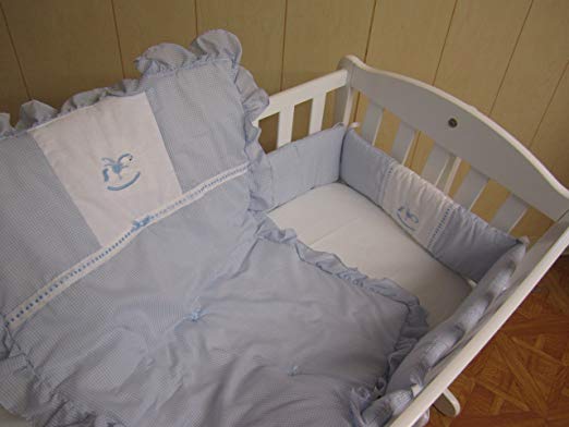 Baby Doll Bedding Gingham Cradle Bedding Set, Blue