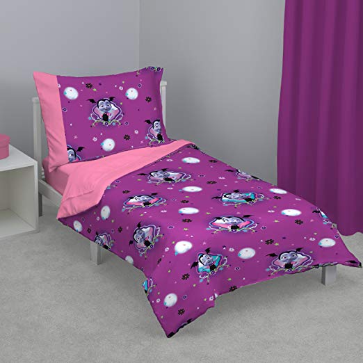 Disney Vampirina 4 Piece Toddler Bed Set, Purple/Pink/Lavender