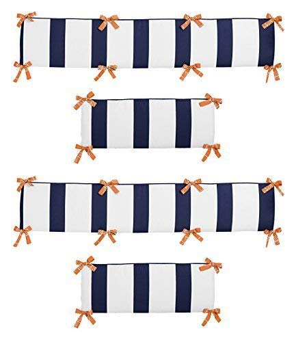 Sweet Jojo Designs Orange and Navy Blue Arrow Collection Crib Bumper