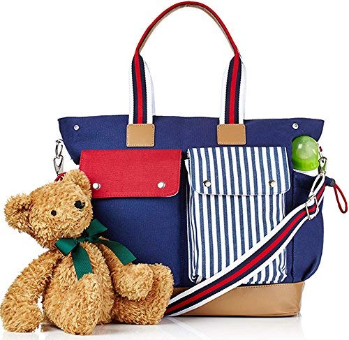 Designer 10 Pocket Premium Designer Diaper Bag Perfect Gift for New Moms with Boys or Girls Baby’s Organiser Weekender Baby Bag Tote Style Nappy Bag Fashion Maternity Bag W/Changing Mat