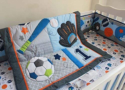 F.C.L 6 Pieces Baby Boy Sport Crib Bedding Set