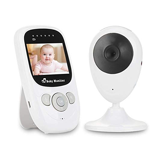QNIGLO Video Baby Monitor Camera 2.4inch Wireless LCD Screen Display with Night Vision Audio Two Way Talk Temperature Monitoring and Lullabies