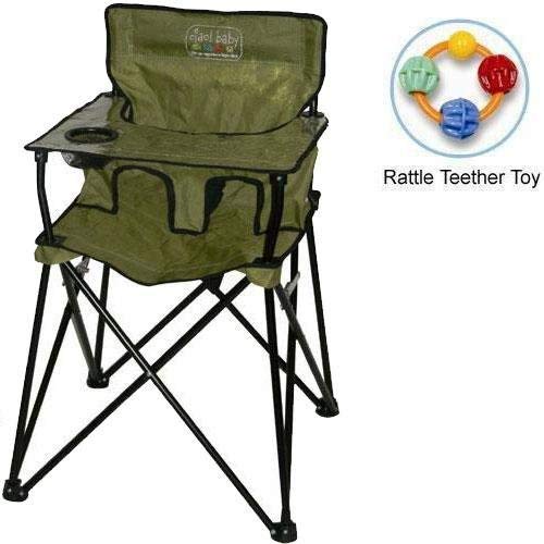 ciao baby - Portable High Chair with Rattle Teether Toy - Sage