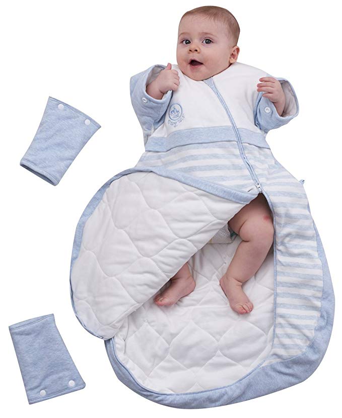 OuYun Baby Organic Sleeping Bag Detachable Sleeve Wearable Blanket Spring&Autumn