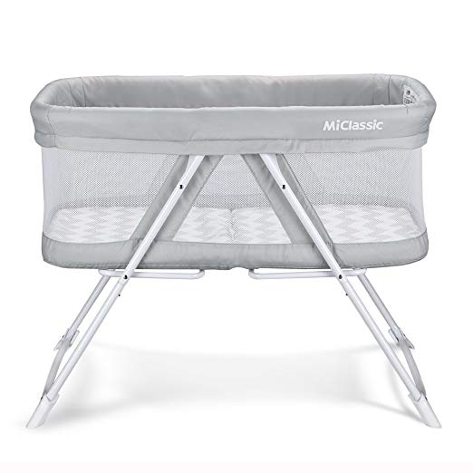 2in1 Rocking Bassinet One-Second Fold Travel Crib Portable Newborn Baby,Gray