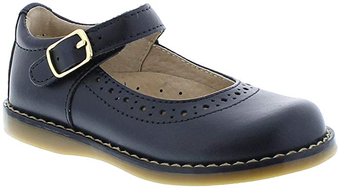 FootMates Girl's Heather Hook-and-Loop Perf Mary Jane (Infant/Toddler/Little Kid) Navy Pearlized