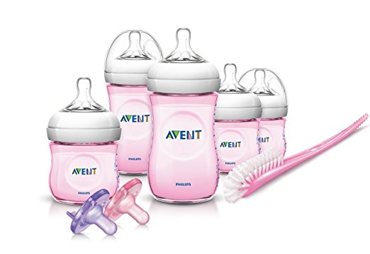 Philips Avent Natural Infant Baby Bottle Starter Set, Pink