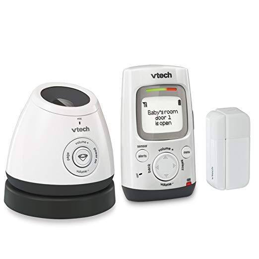 VTech DM271-102 Audio Baby Monitor with Glow-on-Ceiling Night Light, Open or Closed Door/Window Sensor, Vibrating Sound-Alert, Talk Back Intercom & Belt Clip