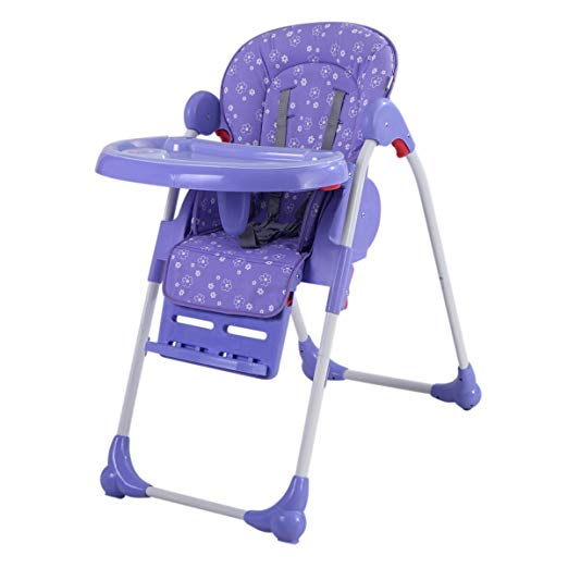 Costzon Adjustable Baby High Chair Infant Toddler Feeding Booster Seat Folding (purple)