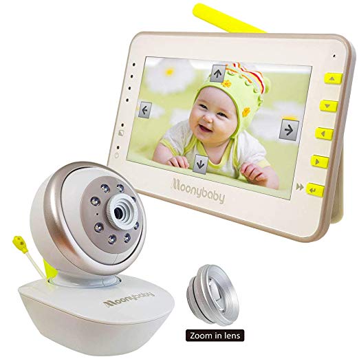 MoonyBaby Remote PAN TILT Camera with Comforting Night Light, Digital Video Baby Monitor 4.3