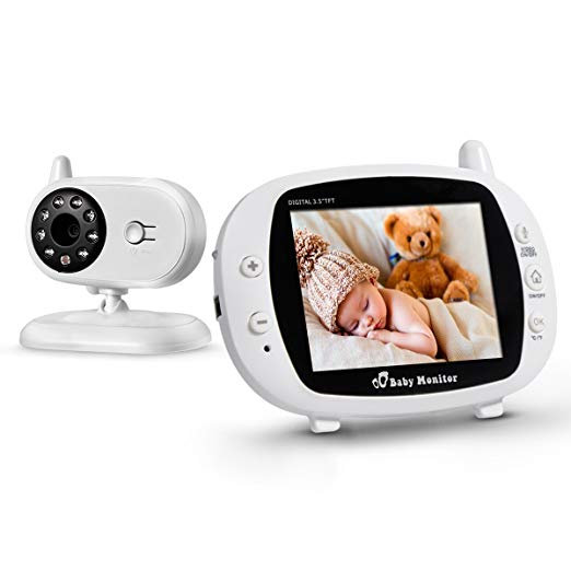 FirstPower Video Baby Monitor with Camera, Infrared Night Vision, Two-Way Talk Back, 3.5” LCD Screen, Temperature Detection, Lullabies, Long Range, Private Data Protection and High Capacity