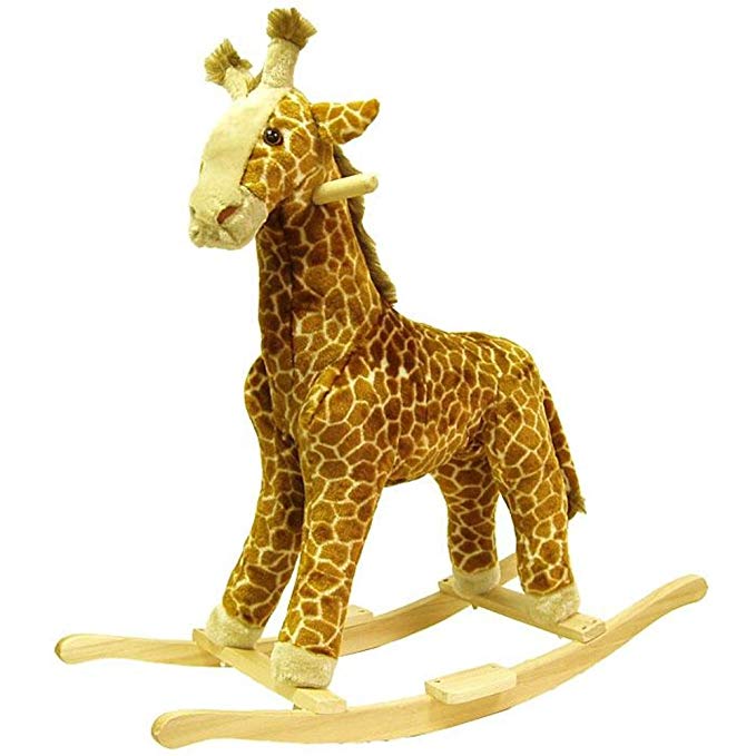 Trademark Happy Trails Giraffe Plush Rocking Animal, Tan/Brown