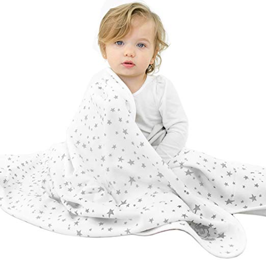 Baby Blanket for Crib or Stroller, Merino Wool Blanket, 40” x 31.5”, Stars