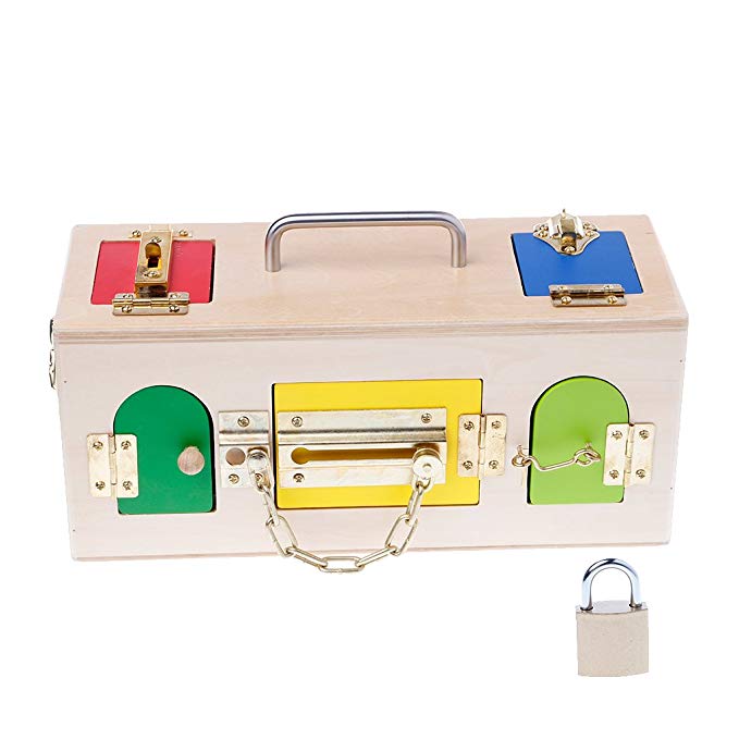 Misright Creative Montessori Colorful Lock Box Kids Children Educational Preschool Training Toys