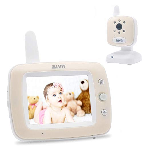 AIVN Baby Monitor with Camera and Audio, 3.5'' LCD Display, Infrared Night Vision, Two Way Talk Back,Temperature Monitoring, Lullabies and Long Range