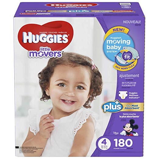 Huggies Little Movers Plus Diapers Size 4, 180 Count