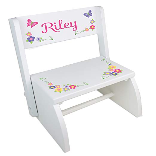Personalized Butterfly Garland Bright Folding Step Stool