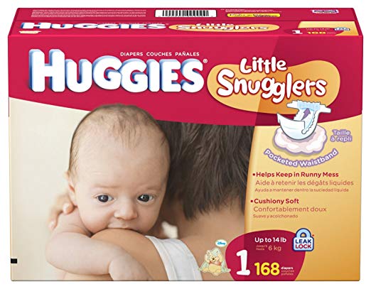 Huggies Little Snugglers Diapers, Size 1, 168-Count