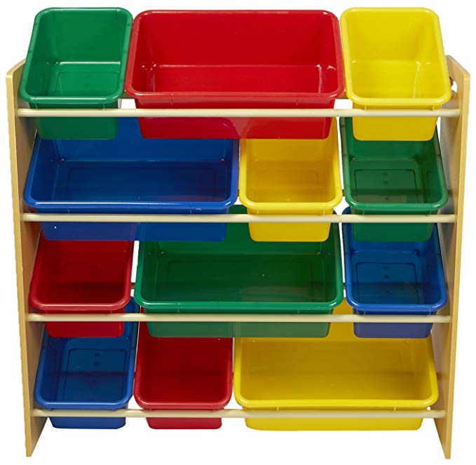 Mind Reader Toy Storage Organizer with 12 Storage Bins, Kids Storage for Bedroom