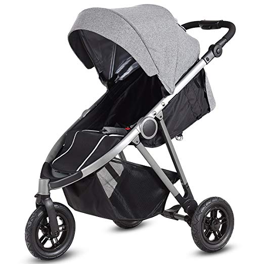 Costzon Jogger Stroller, 3-Wheel Baby Travel Stroller, Reclining Seat with Adjustable Handlebar and Storage Basket