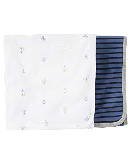 Carter's Boy's 2-Pack Swaddle Blankets Boating Theme; Blue/White, One Size