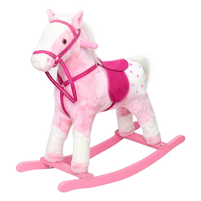 Peach Tree Baby Girl Kids Plush Toy for Children's Day Gift Rocking Horse Birthday Present Rocking Horse Pony with Realistic Sounds, Pink