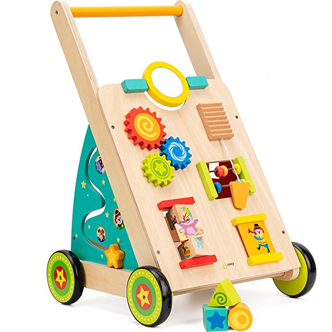 cossy Wooden Baby Walker Toddler Toys for 18 Month, Push and Pull Toy Learning Walking Toys