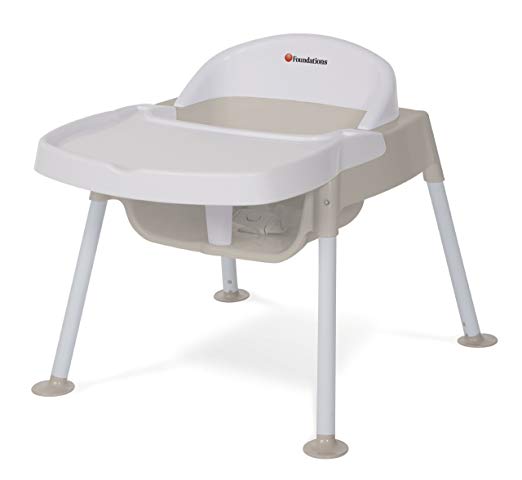Foundations Worldwide Secure Sitter Tip and Slip Proof Feeding Chair with Seat, White/Tan, 9