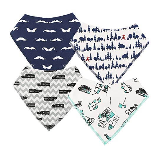 Baby Bandana Bibs for Drooling & Teething - 4 Pack Gifts for Boys - by Marque