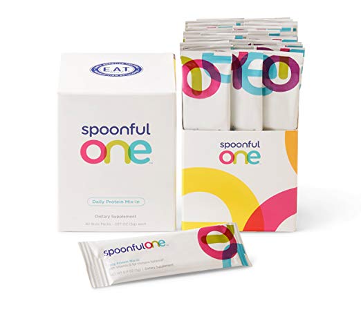 SPOONFULONE Daily Food Mix-in for Baby Food (30 Day Supply) - The Most Complete Way to Help Protect Babies from Developing a Food Allergy. Includes 30 Stick Packs, 0.17 Ounces Each.