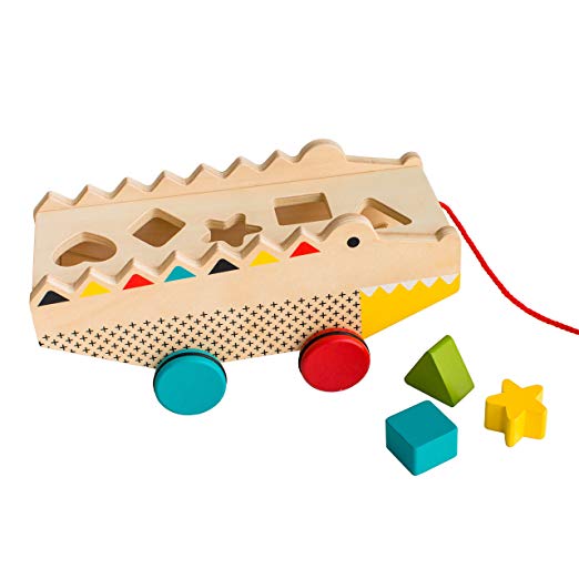 Petit Collage Rock & Roll Alligator Wooden Shape Sorter and Pull Toy