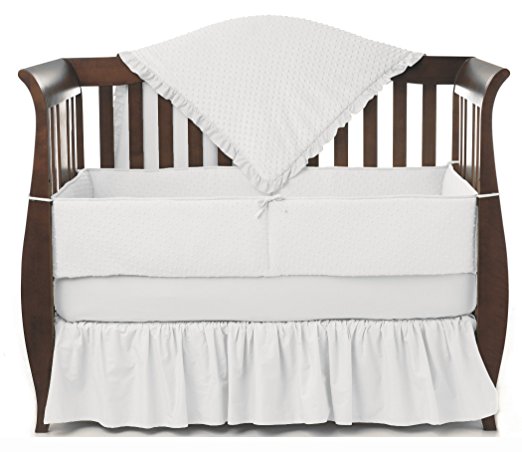 American Baby Company Heavenly Soft Minky Dot 4-Piece Crib Bedding Set, White