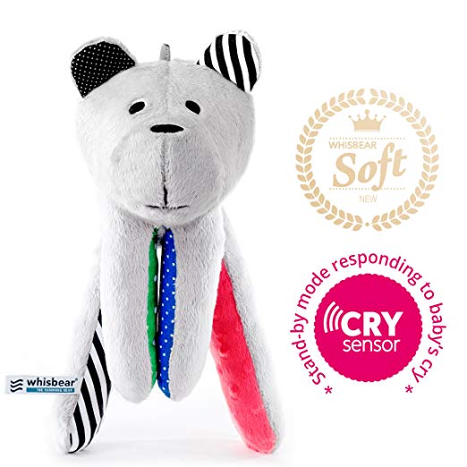 Whisbear Baby Sound Machine - The Best Sleep Soother on the Market - No More Sleepless Nights and Sleep Deprivation with this Award Winning White Noise Teddybear (Watermelon)