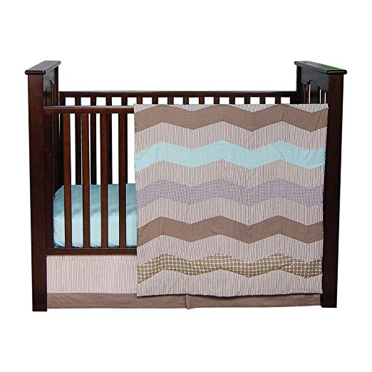Trend Lab Cocoa Mint 3 Piece Crib Bedding Set, Taupe