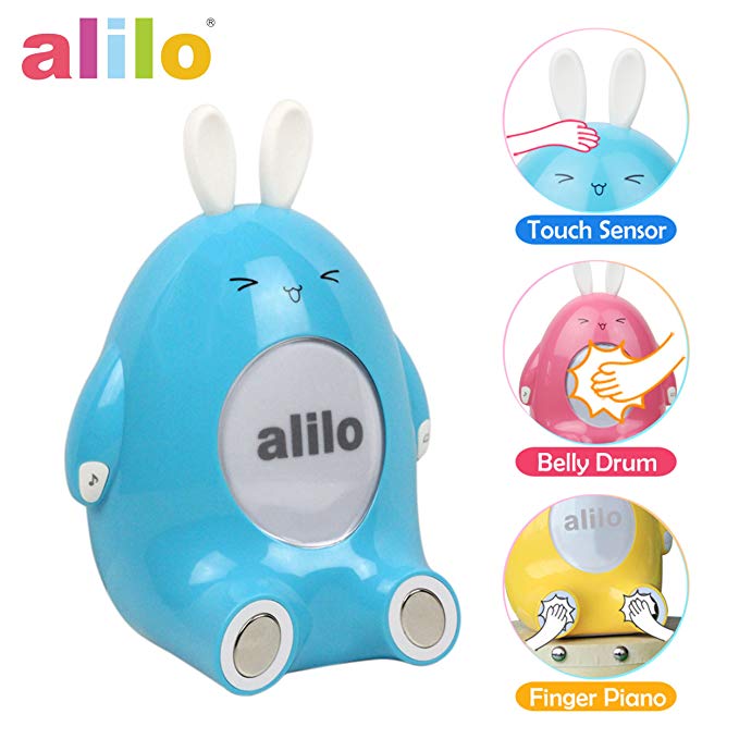 alilo P1 Rhythm Training Storyteller Happy Buddy Bunny Kids Smart Interactive Toddler Toy Features Finger Drum and Piano with Built-in Music / Song / Bedtime Story, Chew-Safe Luminous Ears, BPA Free