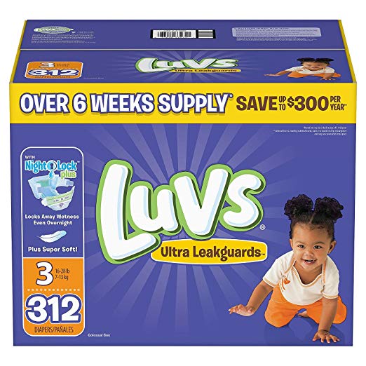 Branded Luvs Ultra Leakguards Diapers - Diaper Size Size 3 - 312 Ct. (Bulk Qty at Whoesale Price, Genuine & Soft Baby diaper)