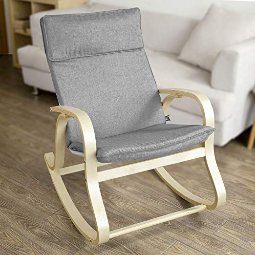 Haotian FST15-DG, Comfortable Relax Rocking Chair, Lounge Chair Relax Chair with Cotton Fabric Cushion