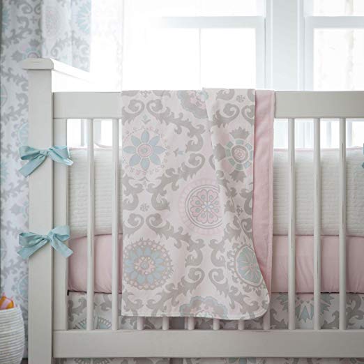 Carousel Designs Pink and Gray Rosa Crib Blanket
